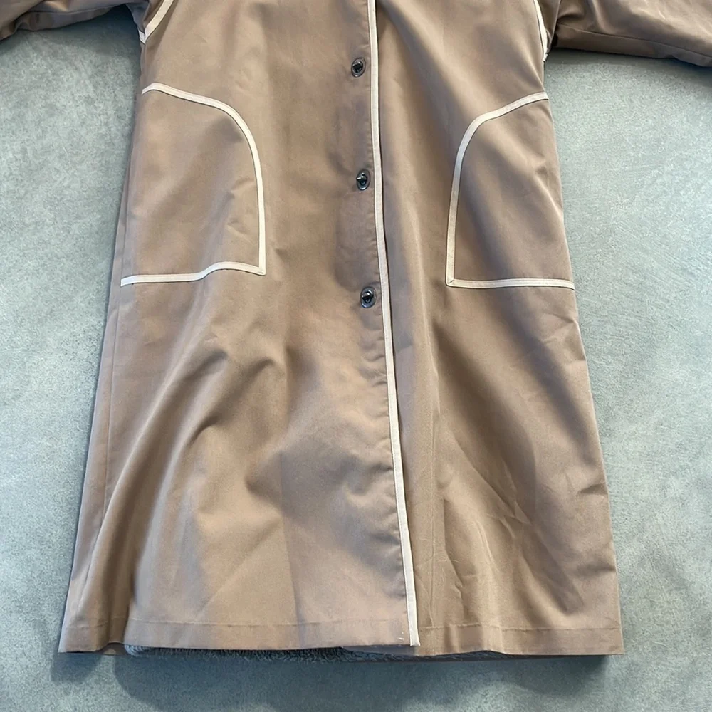 Women's Tan Coat with White Trim - Picture 4 of 7